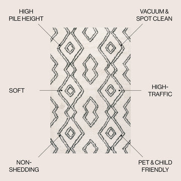 Deia Moroccan Style Diamond Shag Area Rug